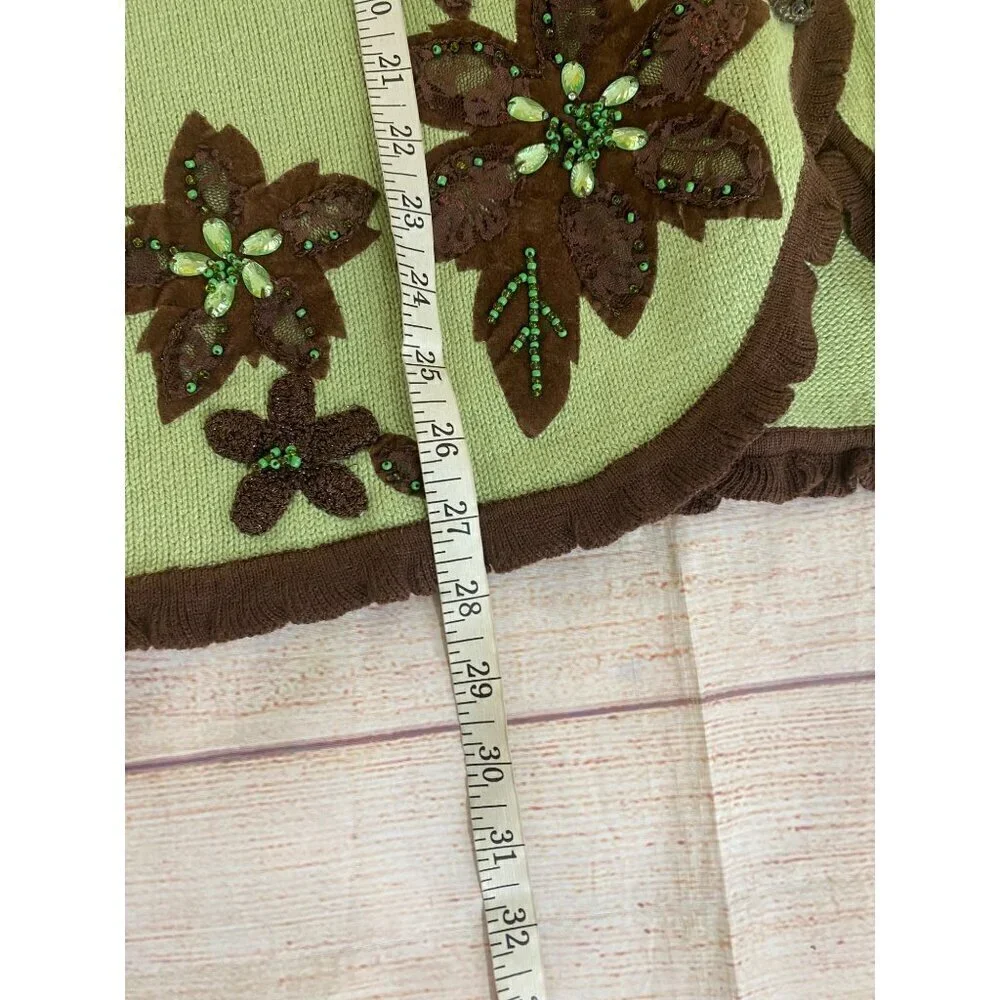 NWT Vintage Storybook Knits Green Floral Knit Button Front Cardigan - Large - Picture 5 of 12